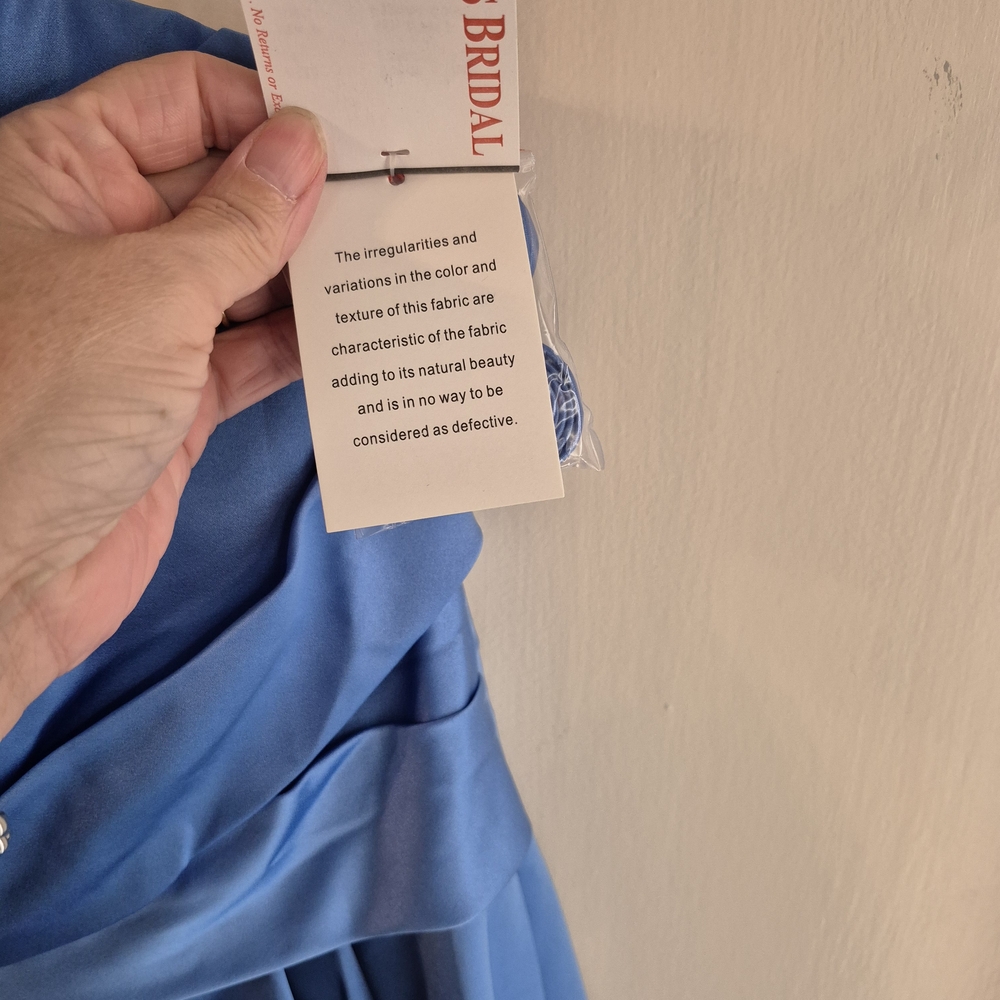David's Bridal Elegant Blue Evening Gown - Picture 4 of 8